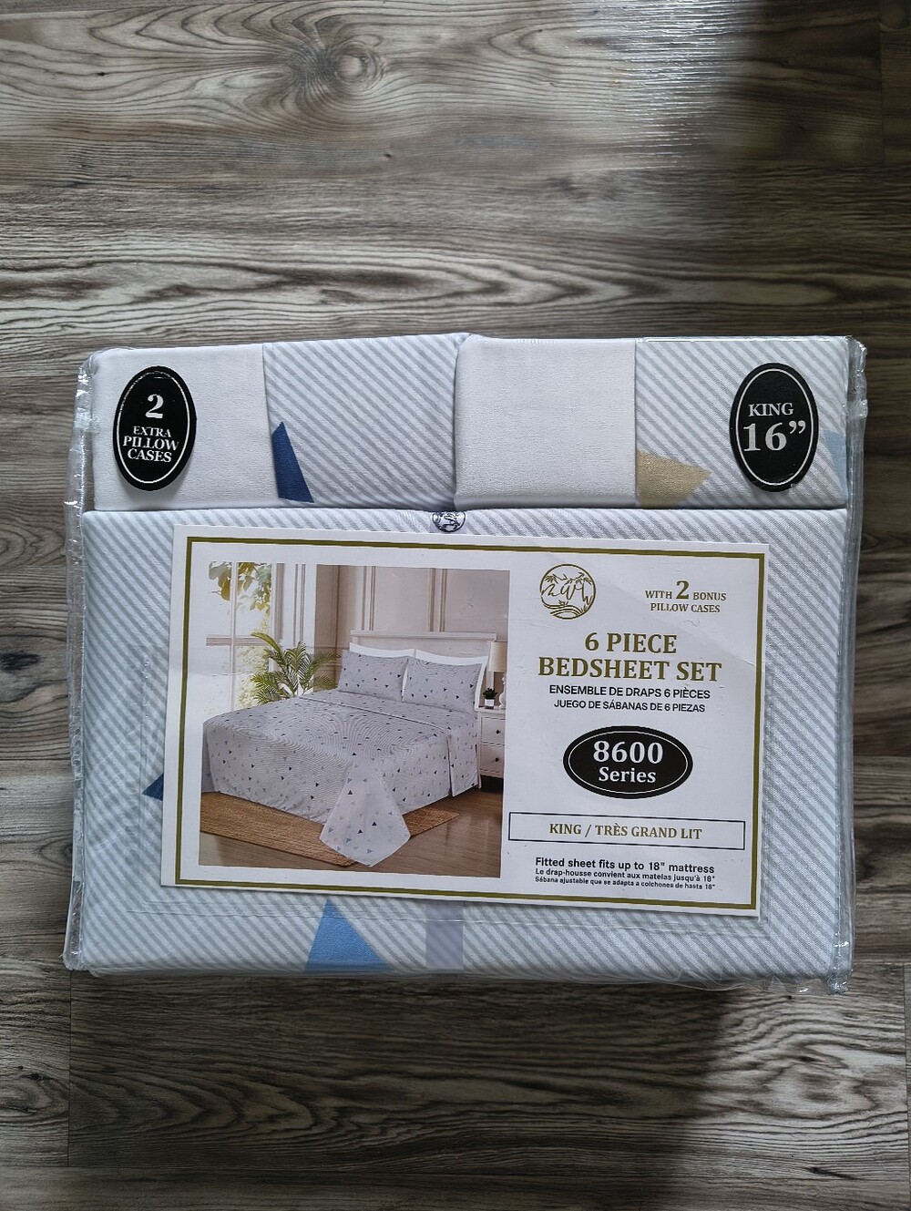 8600 Series 6-Piece Sheet Set King Size Striped Geometric